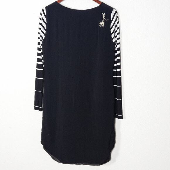 Desigual Striped Floral Dress Black White Size Medium Statement Print - Picture 2 of 11